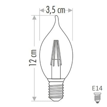 CATA CT-4062 4 Watt Şeffaf Camlı LED Rustik Kıvrık Mum Ampul - Gün Işığı (3200K)
