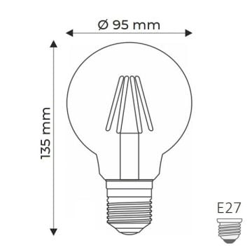 HELIOS HS 2083 6 Watt G95 Rustik LED Ampul - Sarı Işık (2700K)