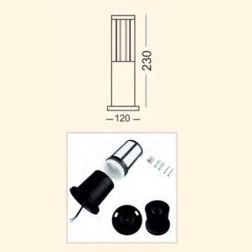 ZİTA 270K 30 cm Galata Kafesli Bollard Armatür - PC Gövde - E27 Duylu - IP54