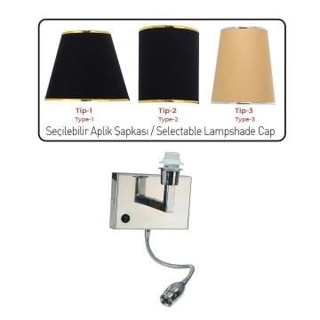 CreaLight AH19-00170 Abajur Başlıklı Krom Aplik