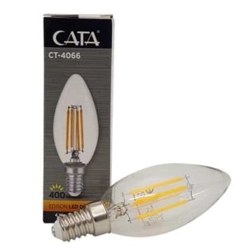 CATA CT-4066 4 Watt Şeffaf Camlı LED Rustik Mum Ampul - Gün Işığı (3200K)