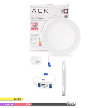 ACK AP03-01800 18 Watt Sıva Üstü Yuvarlak LED Panel - OSRAM LED - Gün Işığı (3000K)