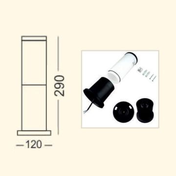 ZİTA 233 Kule 29 cm Bollard Armatür - PC Gövde - E27 Duylu - IP54