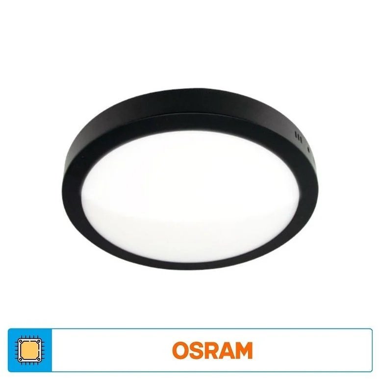 ACK AP03-01201 12 Watt Siyah Kasa Sıva Üstü Yuvarlak LED Panel - OSRAM LED - Gün Işığı (3000K)