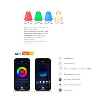 JUPITER LG900 6 Watt Taşınabilir Akıllı RGB LED Bahçe Armatürü - Dimli - Wifi - Bluetooth