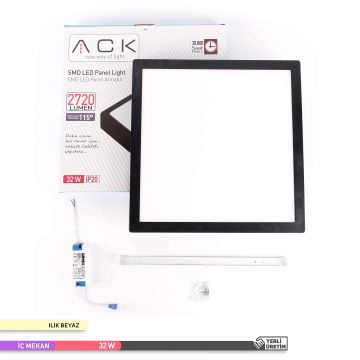 ACK AP04-03311 32 Watt Siyah Kasa Sıva Üstü 30x30 LED Panel - OSRAM LED - Ilık Beyaz (4000K)