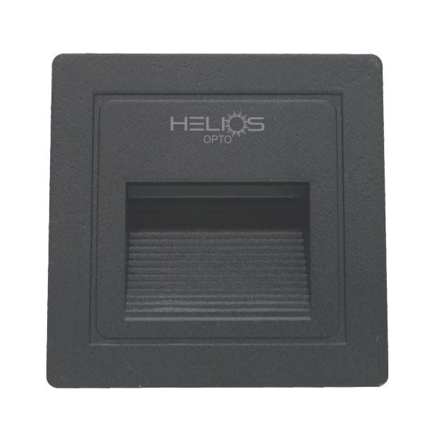 HELIOS HS 6010 3 Watt Siyah Kare Sıva Altı LED Merdiven Armatürü - Ilık Beyaz (4000K)