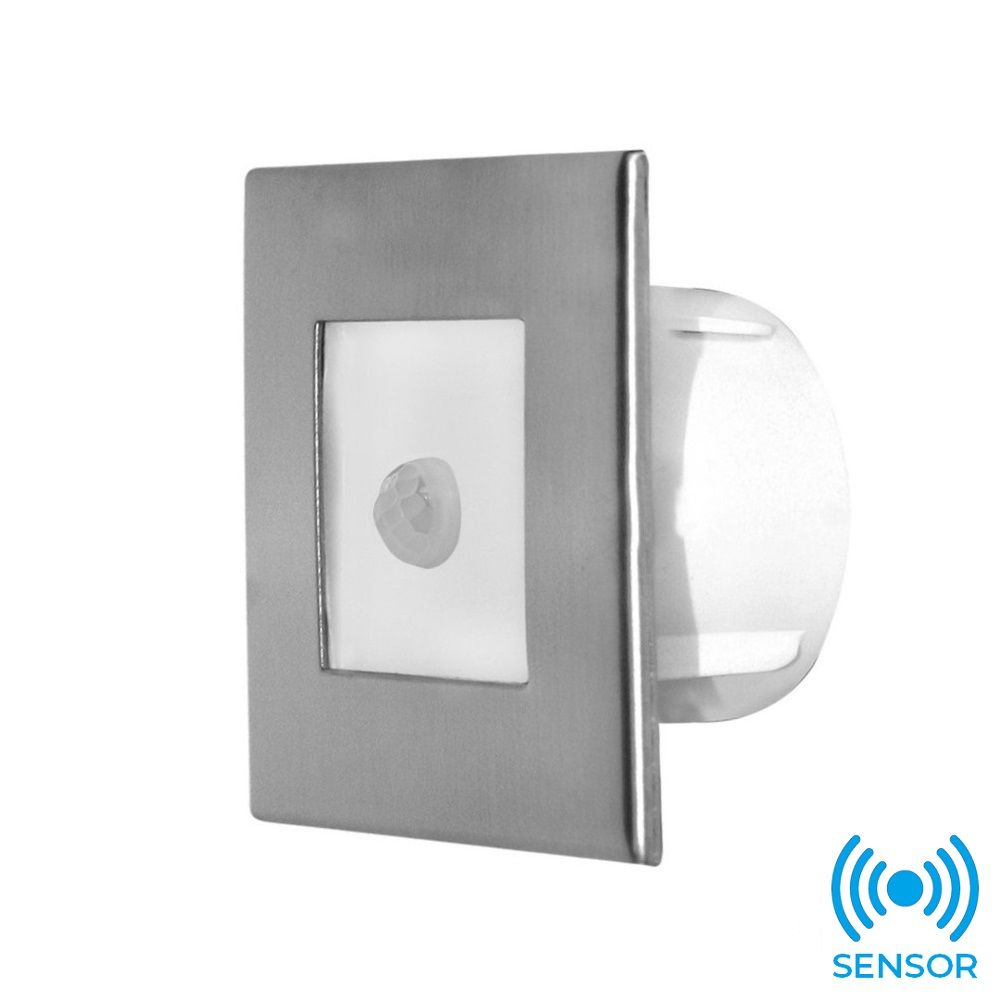 HELIOS HS 6012 3 Watt Kare Krom Sıva Altı Sensörlü LED Merdiven Armatürü