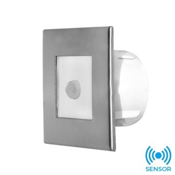 HELIOS HS 6012 3 Watt Kare Krom Sıva Altı Sensörlü LED Merdiven Armatürü