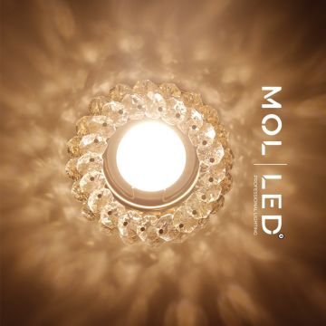 MOLLED MOL568 Şeffaf-Gold Yuvarlak Kristal Spot Kasası