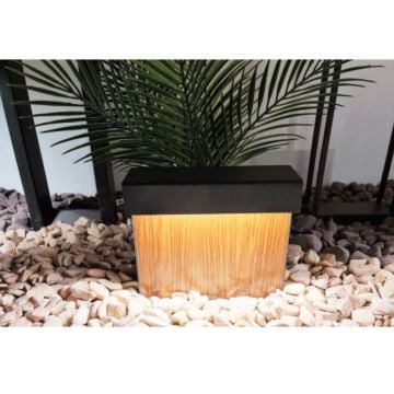 CreaLight CL-B-120 12 Watt 23 cm Ahşap (Ceviz) Desenli LED Bollard Armatür - Metal Gövde - SAMSUNG/OSRAM LED & MEAN WELL/EAGLERISE Driver - IP65 - Gün Işığı (3000K)