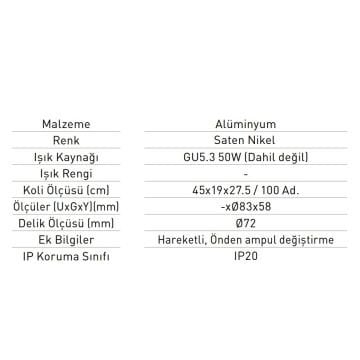 JUPITER JH510 SN Saten Nikel Siyah Sıva Altı Yuvarlak Spot Kasası - Metal