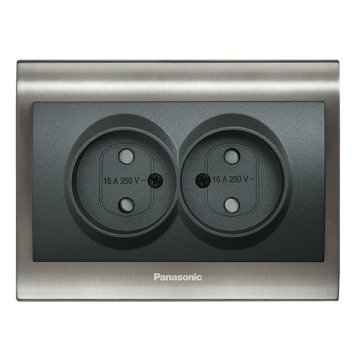 VİKO Ultima/Sistema/Optima WBTR0214-5DG Çocuk Korumalı İkili Priz [Koyu Gri]