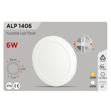 YCL ALP 1406 6 Watt Sıva Altı Ayarlanabilir Yuvarlak LED Panel