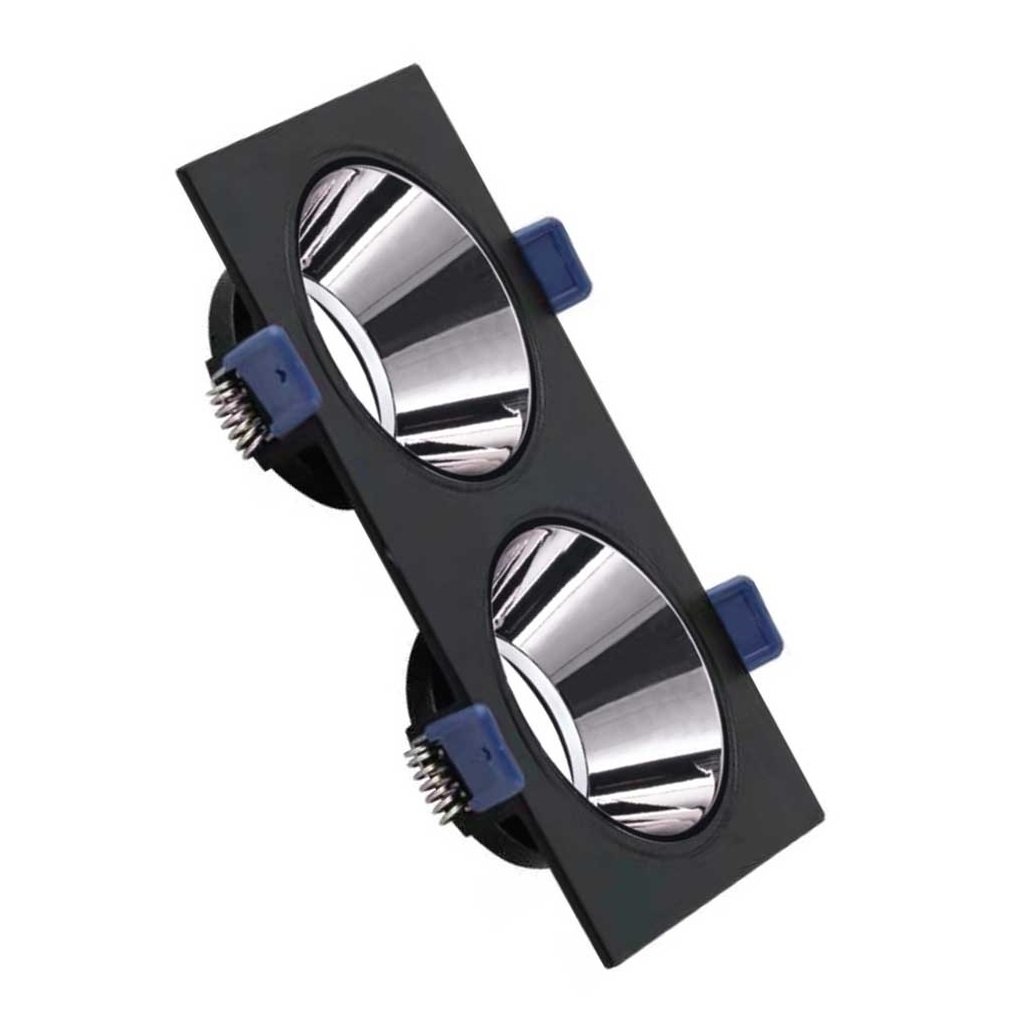 ACK AH03-08331 Siyah-Platin Sıva Altı İkili Spot Kasası - Metal