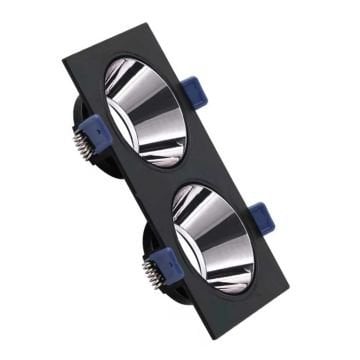 ACK AH03-08331 Siyah-Platin Sıva Altı İkili Spot Kasası - Metal