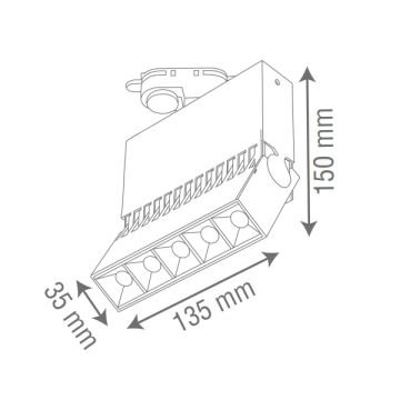 goldX ZE169 Siyah/Beyaz Kasa 5x3 Watt LED Ray Spot (OSRAM LED & EAGLERISE Driver)