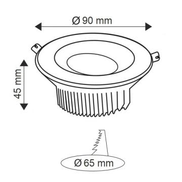 HELIOS HS 1224 5 Watt Siyah-Krom 3 Fonksiyonlu Downlight Armatür