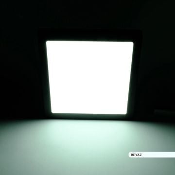 ACK AP04-01231 12 Watt Siyah Kasa Sıva Üstü Kare LED Panel - OSRAM LED - Beyaz Işık (6500K)