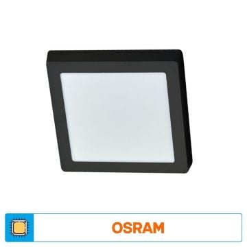 ACK AP04-01231 12 Watt Siyah Kasa Sıva Üstü Kare LED Panel - OSRAM LED - Beyaz Işık (6500K)