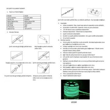 JUPITER LE220 Y 220 Volt 9 Watt/Metre Yeşil Neon Hortum Led (50 Metre)