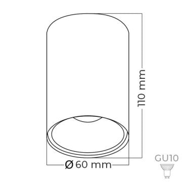 Braytron SBH04-00501 6x11 cm Siyah Sıva Üstü Silindir Spot Kasası