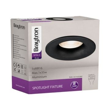 Braytron SBH03-04051 Sıva Altı Siyah Yuvarlak Spot Kasası