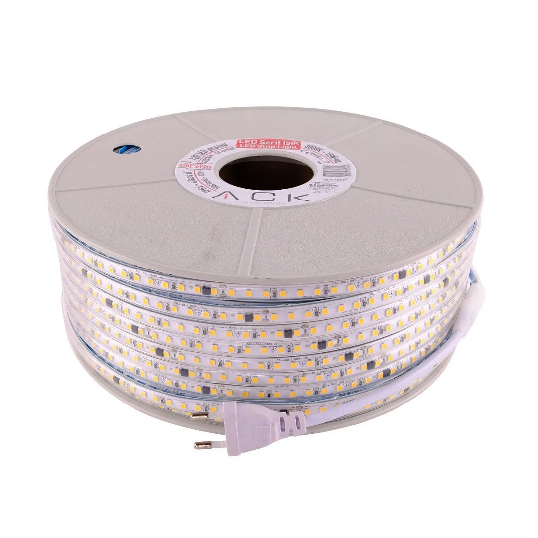 ACK AS01-01506 220 Volt Mavi Dış Mekan Şerit Led - 10 Watt/Metre - 5x10 mm [100 Metre]