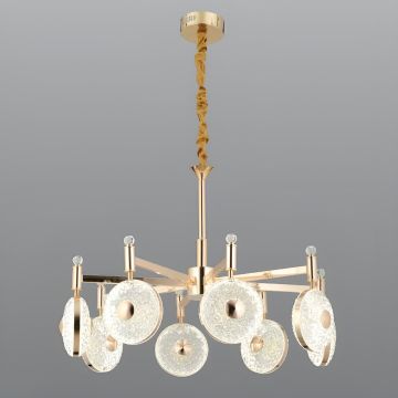 CL-734-8 144 Watt Gold Sekizli Modern LED Avize - 3 Işık Renkli (Beyaz + Ilık Beyaz + Gün Işığı)