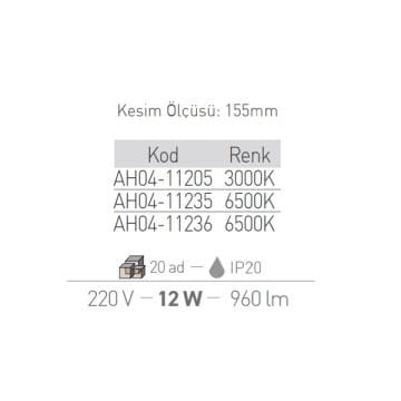 ACK AH04-11205 9 Watt Gold Dekoratif LED Panel - Gün Işığı (3000K)