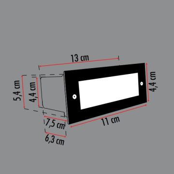 ERKled ERK5038 2 Watt Krom Sıva Altı Radar Sensörlü Dikdörtgen LED Merdiven Armatürü