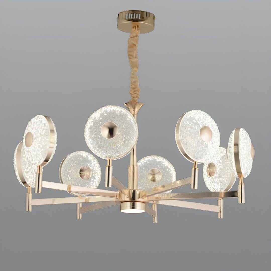 CL-735-8 144 Watt Sekizli Gold Modern LED Avize - 3 Işık Renkli (Beyaz + Ilık Beyaz + Gün Işığı)