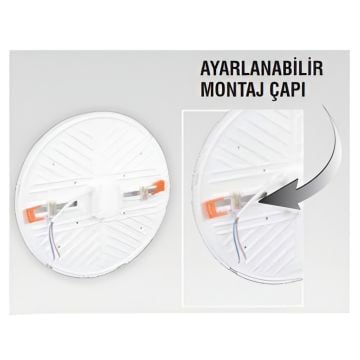 HELIOS HS 1027 18 Watt Ayarlanabilir Sıva Altı Yuvarlak Backlight LED Panel