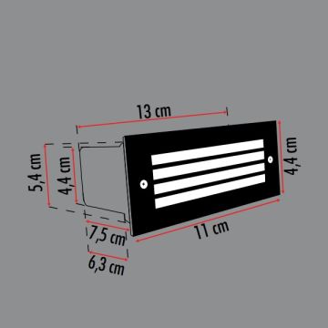 ERKled ERK5035 2 Watt Krom Sıva Altı Dikdörtgen LED Merdiven Armatürü