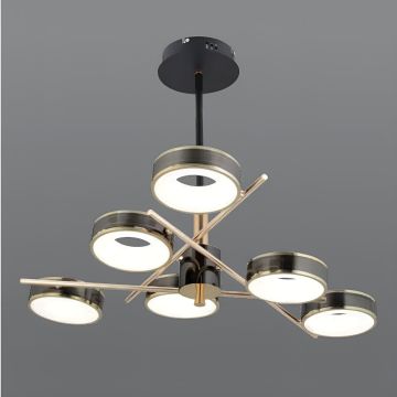 CL-712-6 84 Watt Altılı Gold-Platin Modern LED Avize - 3 Işık Renkli (Beyaz + Ilık Beyaz + Gün Işığı)