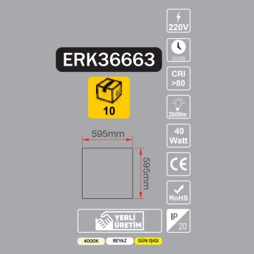ERKled ERK36663 40 Watt 60x60 Sıva Üstü LED Panel