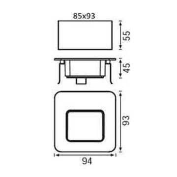 JUPITER LW459 B 4 Watt Beyaz Sıva Altı Kare Dış Mekan LED Merdiven Armatürü - Metal - Gün Işığı (3000K)