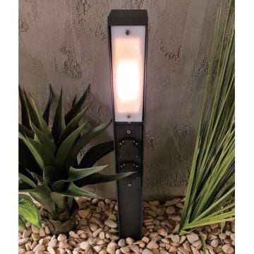 CreaLight CL-B-117 12 Watt 75 cm Kapaklı Topraklı Prizli LED Bollard Armatür - Metal Gövde - SAMSUNG/OSRAM LED & MEAN WELL/EAGLERISE Driver - IP65 - Gün Işığı (3000K)