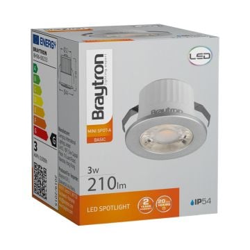 Braytron BH06-00233 Krom Kasa 3 Watt Sıva Altı Dış Mekan Mini LED Spot - Beyaz Işık (6500K)