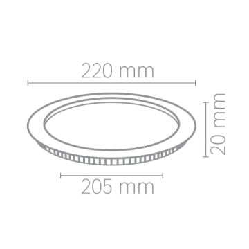 VOLTEK VPSAYS01840 18 Watt Siyah Kasa Sıva Altı Yuvarlak LED Panel - Ilık Beyaz (4000K)