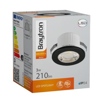 Braytron BH06-00201 Siyah Kasa 3 Watt Sıva Altı Dış Mekan Mini LED Spot - Gün Işığı (3000K)