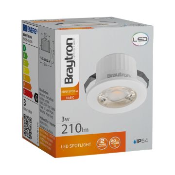 Braytron BH06-00200 Beyaz Kasa 3 Watt Sıva Altı Dış Mekan Mini LED Spot - Gün Işığı (3000K)