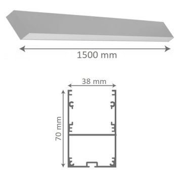 goldX ZE2048 Siyah/Beyaz Kasa 45 Watt 150 cm Lineer Sarkıt Armatür (38x70 mm Profil)