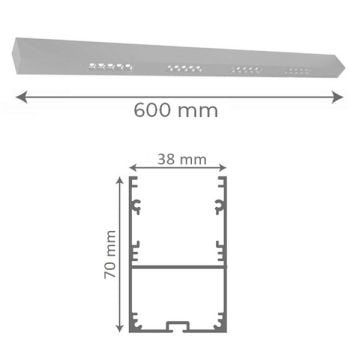 goldX ZE2002 Siyah/Beyaz Kasa 15 Watt 60 cm Lensli Lineer Sarkıt Armatür (SAMSUNG/OSRAM/CREE LED)