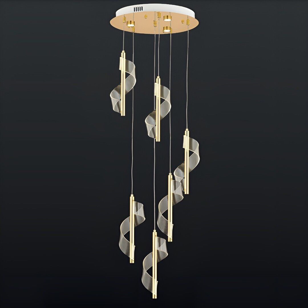 CL-761-6 69 Watt Altılı Gold/Krom Modern LED Avize - 3 Işık Renkli (Beyaz + Ilık Beyaz + Gün Işığı)