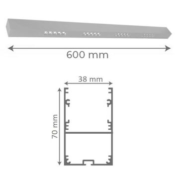 goldX ZE2001 Siyah/Beyaz Kasa 15 Watt 60 cm Sıva Üstü Lensli Lineer Armatür (SAMSUNG LED & EAGLERISE Driver)