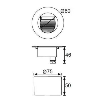 JUPITER LW430 1.5 Watt Antrasit Sıva Altı Yuvarlak Dış Mekan LED Merdiven Armatürü - Gün Işığı (3000K)