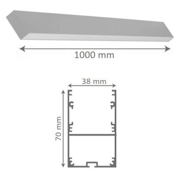 goldX ZE2048 Siyah/Beyaz Kasa 30 Watt 100 cm Lineer Sarkıt Armatür (38x70 mm Profil)