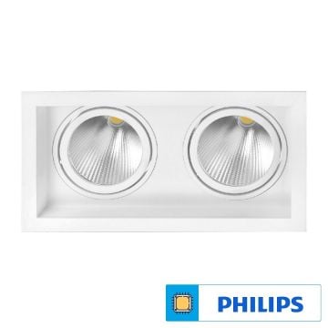 Braytron BD36-20610 Beyaz Kasa 2x30 Watt İkili LED Mağaza Spotu (PHILIPS LED) - Ilık Beyaz (4000K)