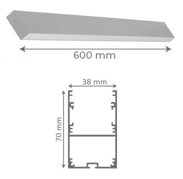 goldX ZE2048 Siyah/Beyaz Kasa 18 Watt 60 cm Lineer Sarkıt Armatür (38x70 mm Profil)